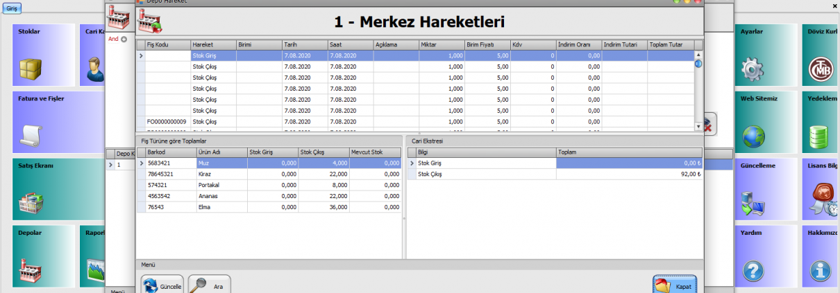Depo hareketleri