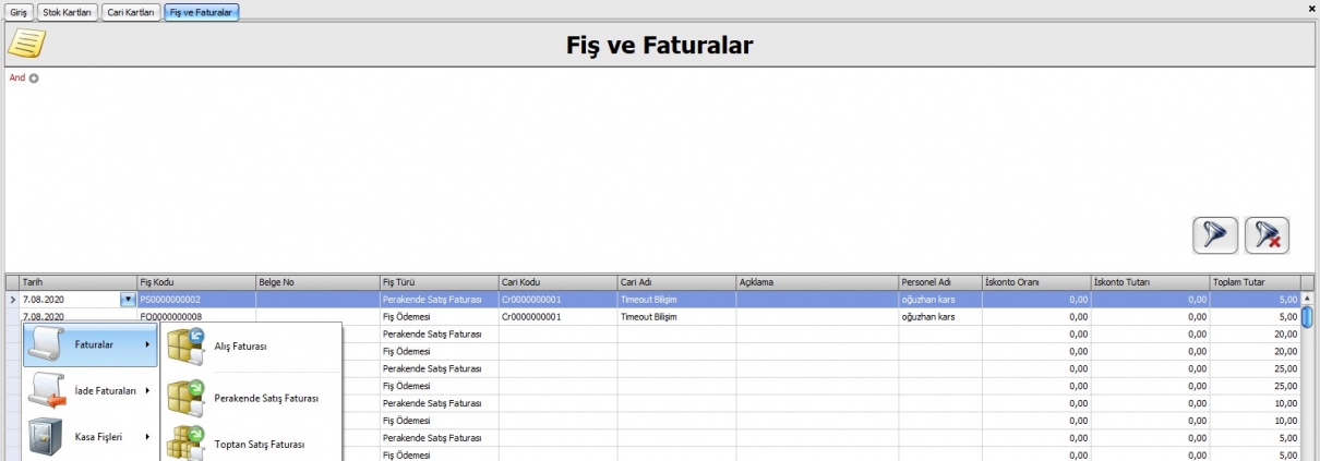 Fiş ve Faturalar